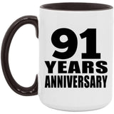 91st Anniversary 91 Years - 15oz Accent Mug Black