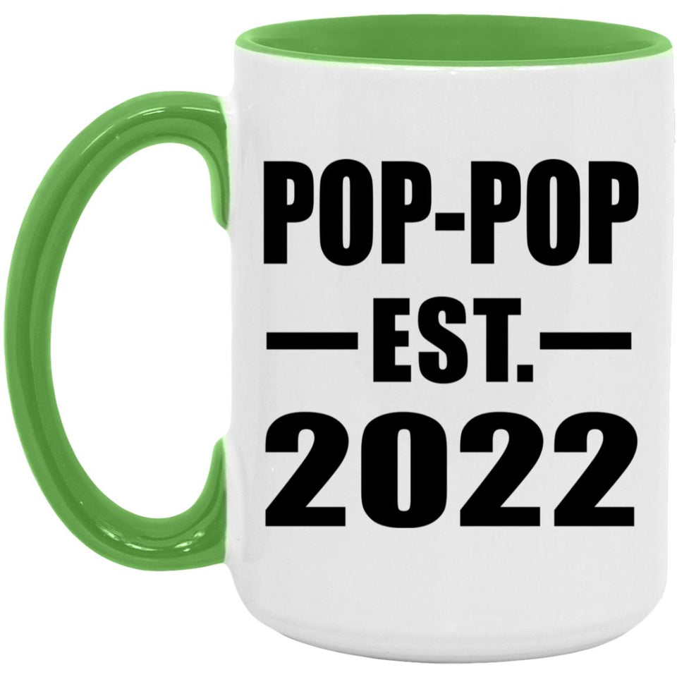 Pop-Pop Established EST. 2022 - 15oz Accent Mug Green