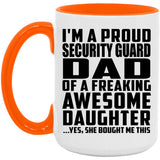 Proud Security Guard Dad Of Awesome Daughter - 15oz Accent Mug Orange