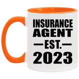 Insurance Agent Established EST. 2023 - 11oz Accent Mug Orange