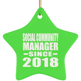 Social Community Manager Since 2018 - Star Ornament