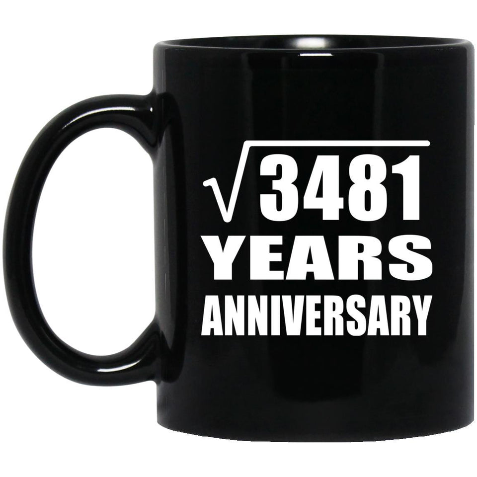 59th Anniversary Square Root of 3481 Years Anniversary - 11oz Coffee Mug Black