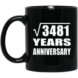 59th Anniversary Square Root of 3481 Years Anniversary - 11oz Coffee Mug Black