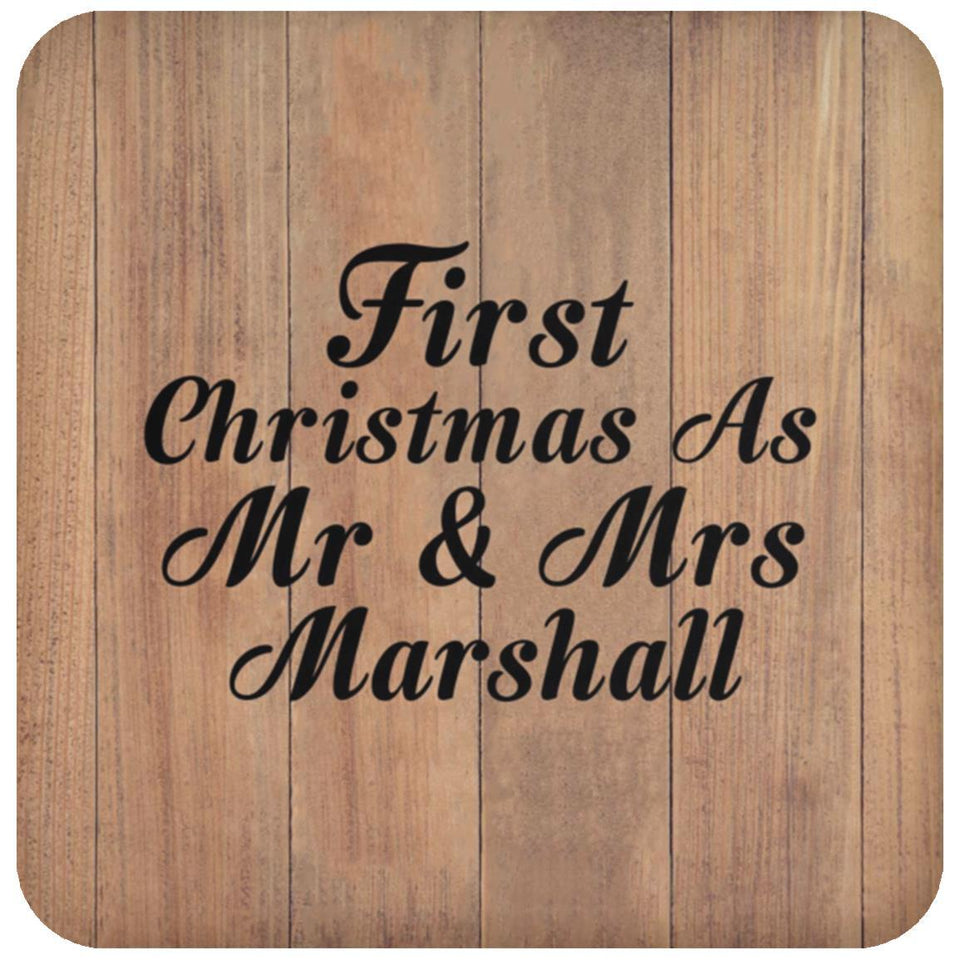First Christmas As Mr & Mrs Marshall - Drink Coaster C