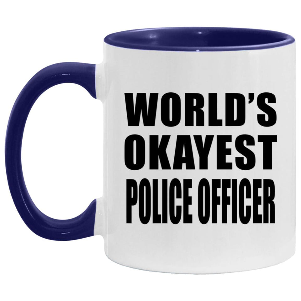 World's Okayest Police Officer - 11oz Accent Mug Purple