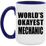 World's Okayest Mechanic - 15oz Accent Mug Purple