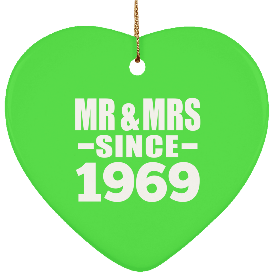 55th Anniversary Mr & Mrs Since 1969 - Heart Ornament