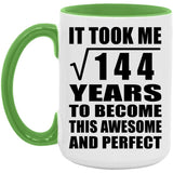 12th Birthday Took Square Root of 144 Years To Awesome - 15oz Accent Mug Green