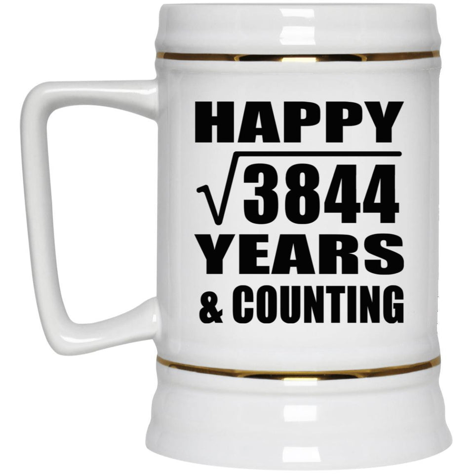 Happy 62nd Anniversary Square Root of 3844 Years & Counting - Beer Stein