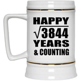 Happy 62nd Anniversary Square Root of 3844 Years & Counting - Beer Stein
