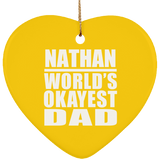 Nathan World's Okayest Dad - Heart Ornament
