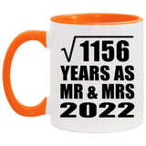 34th Anniversary Square Root of 1156 Years As Mr & Mrs 2022 - 11oz Accent Mug Orange