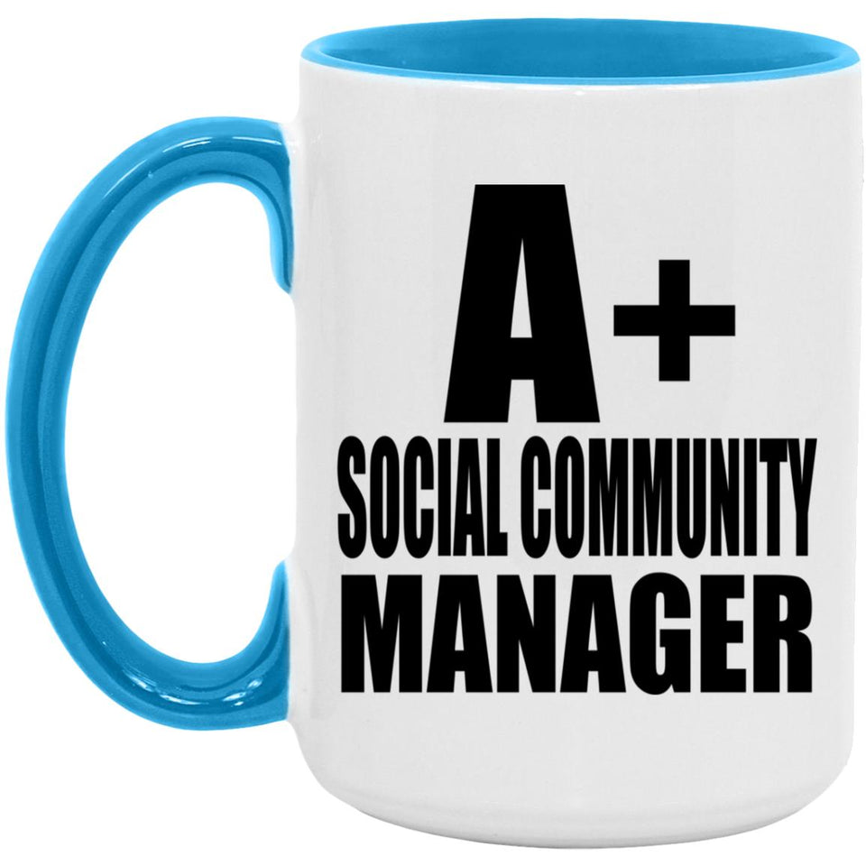 A+ Social Community Manager - 15oz Accent Mug Blue