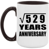23rd Anniversary Square Root of 529 Years Anniversary - 15oz Accent Mug Black