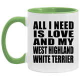 All I Need Is Love And My West Highland White Terrier - 11oz Accent Mug Green