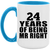 24th Anniversary 24 Years Of Being Mr Right - 15oz Accent Mug Blue