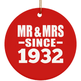 92nd Anniversary Mr & Mrs Since 1932 - Circle Ornament