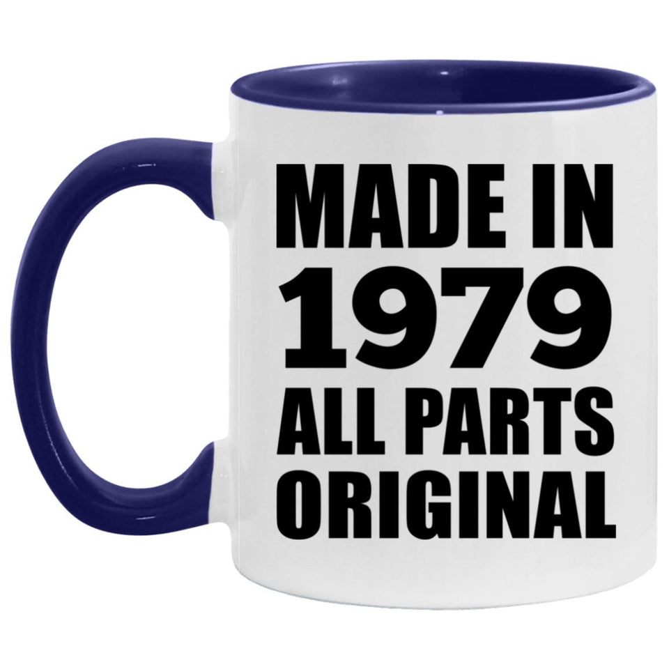 45th Birthday Made in 1979 All Parts Original - 11oz Accent Mug Purple