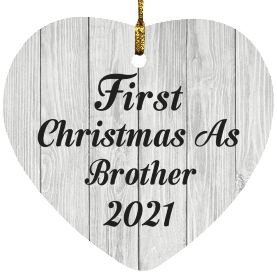 First Christmas As Brother 2021 - Heart Ornament F