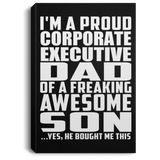 Proud Corporate Executive Dad Of Awesome Son - Canvas Portrait