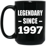 27th Birthday Legendary Since 1997 - 15oz Coffee Mug Black