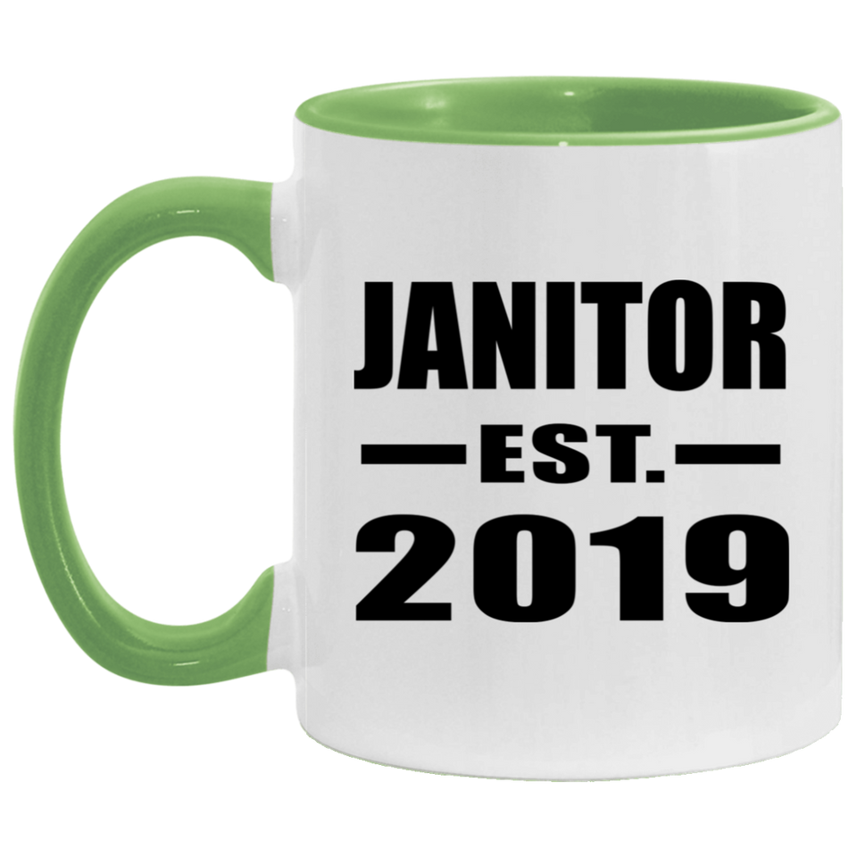Janitor Established EST. 2019 - 11oz Accent Mug Green