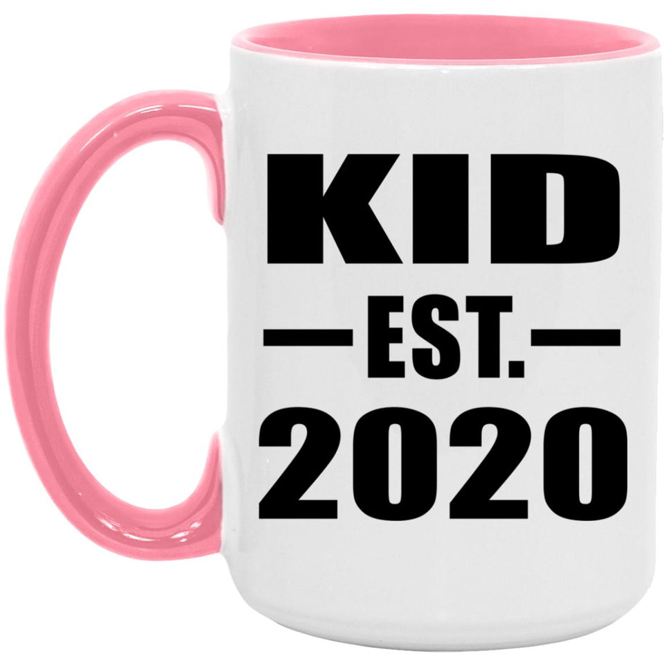 Kid Established EST. 2020 - 15oz Accent Mug Pink