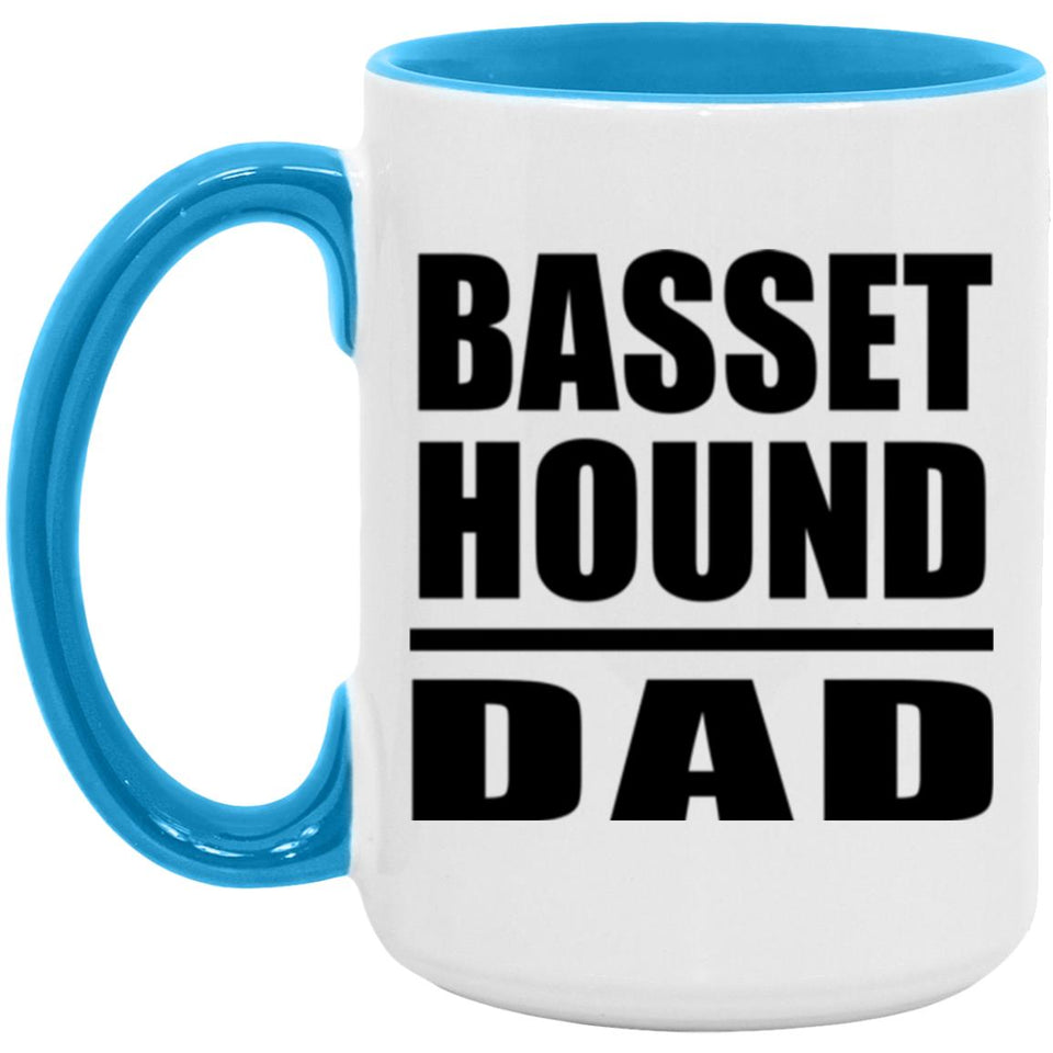 Basset Hound Dad - 15oz Accent Mug Blue