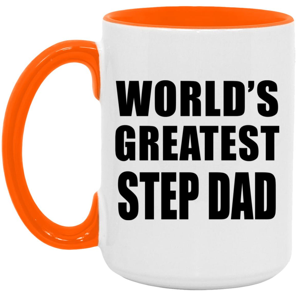 World's Greatest Step Dad - 15oz Accent Mug Orange