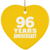 96th Anniversary 96 Years - Heart Ornament