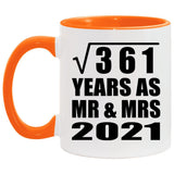 19th Anniversary Square Root of 361 Years As Mr & Mrs 2021 - 11oz Accent Mug Orange