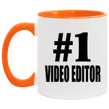 Number One #1 Video Editor - 11oz Accent Mug Orange