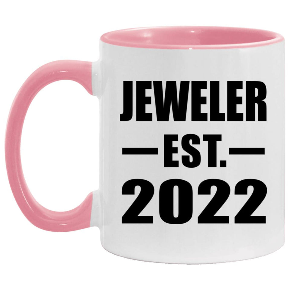 Jeweler Established EST. 2022 - 11oz Accent Mug Pink