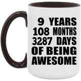 9th Birthday 9 Years 108 Months 3287 Days Of Awesome - 15oz Accent Mug Black