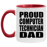 Proud Computer Technician Dad - 11oz Accent Mug Red