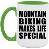 Mountain Biking Makes Life Special - 15oz Accent Mug Green