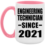 Engineering Technician Since 2021 - 15oz Accent Mug Pink