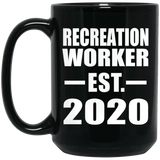 Recreation Worker Established EST. 2020 - 15oz Coffee Mug Black