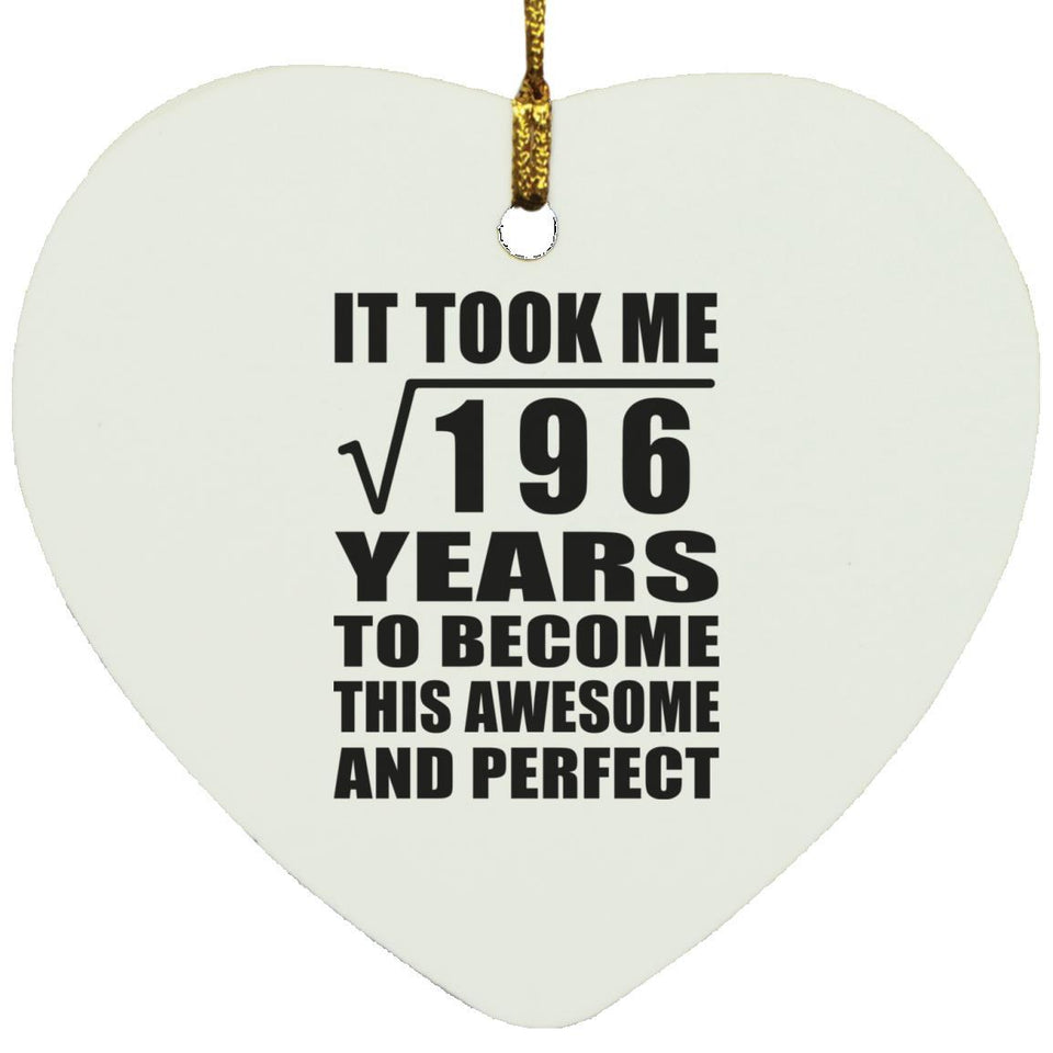 14th Birthday Took Square Root of 196 Years To Awesome - Heart Ornament