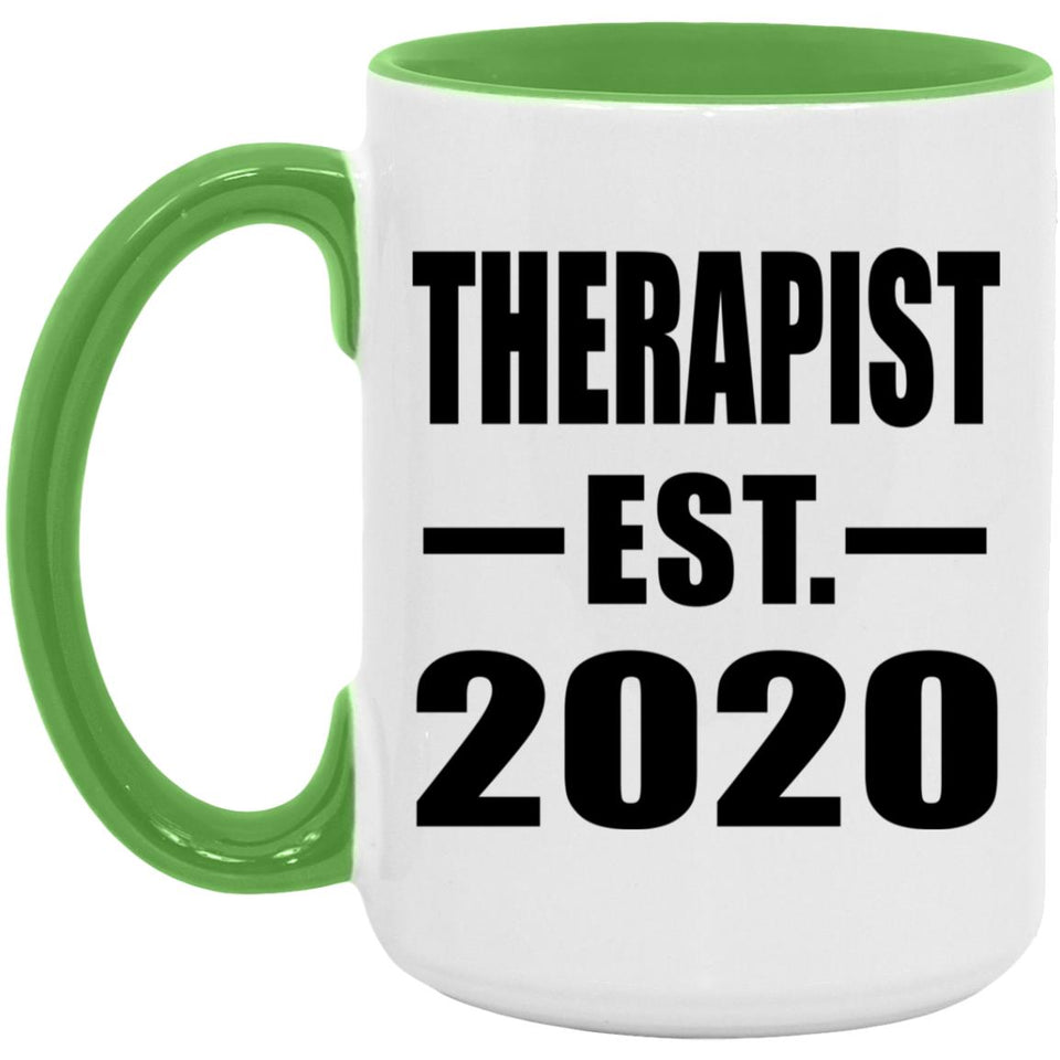 Therapist Established EST. 2020 - 15oz Accent Mug Green