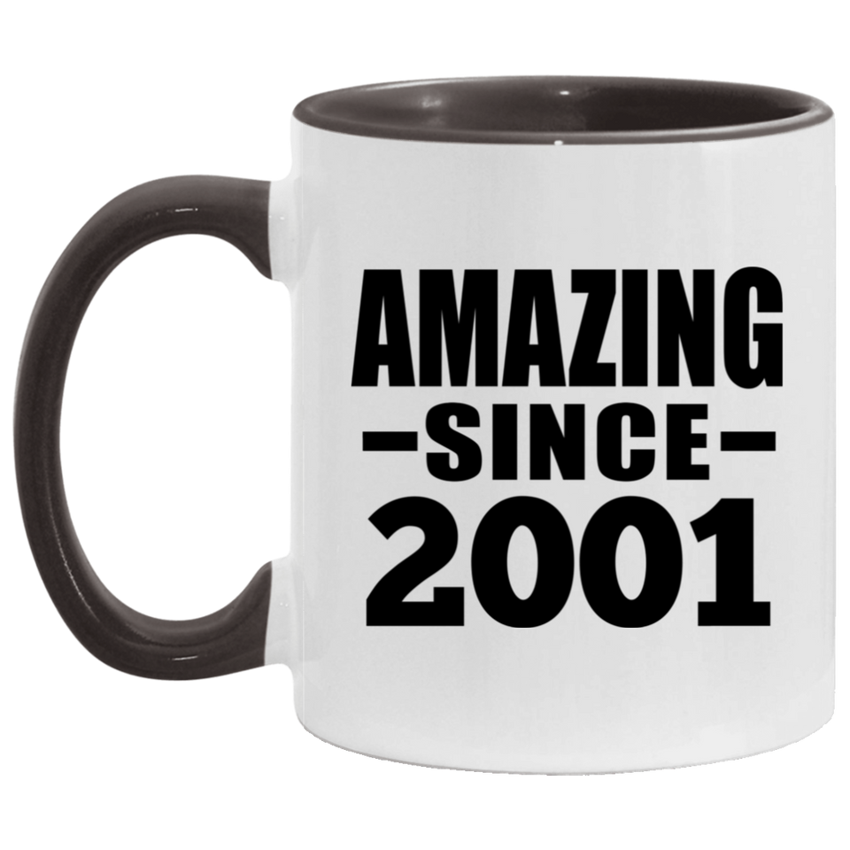 23rd Birthday Amazing Since 2001 - 11oz Accent Mug Black