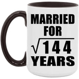 12th Anniversary Married For Square Root of 144 Years - 15oz Accent Mug Black