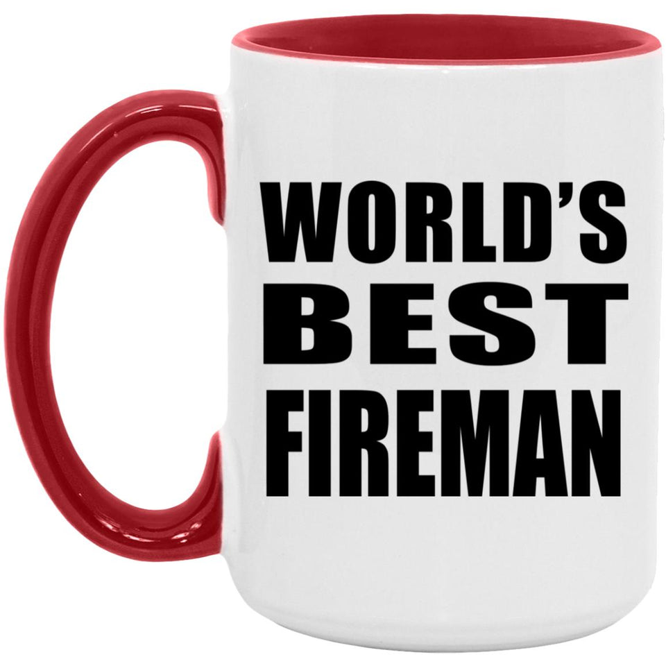 World's Best Fireman - 15oz Accent Mug Red