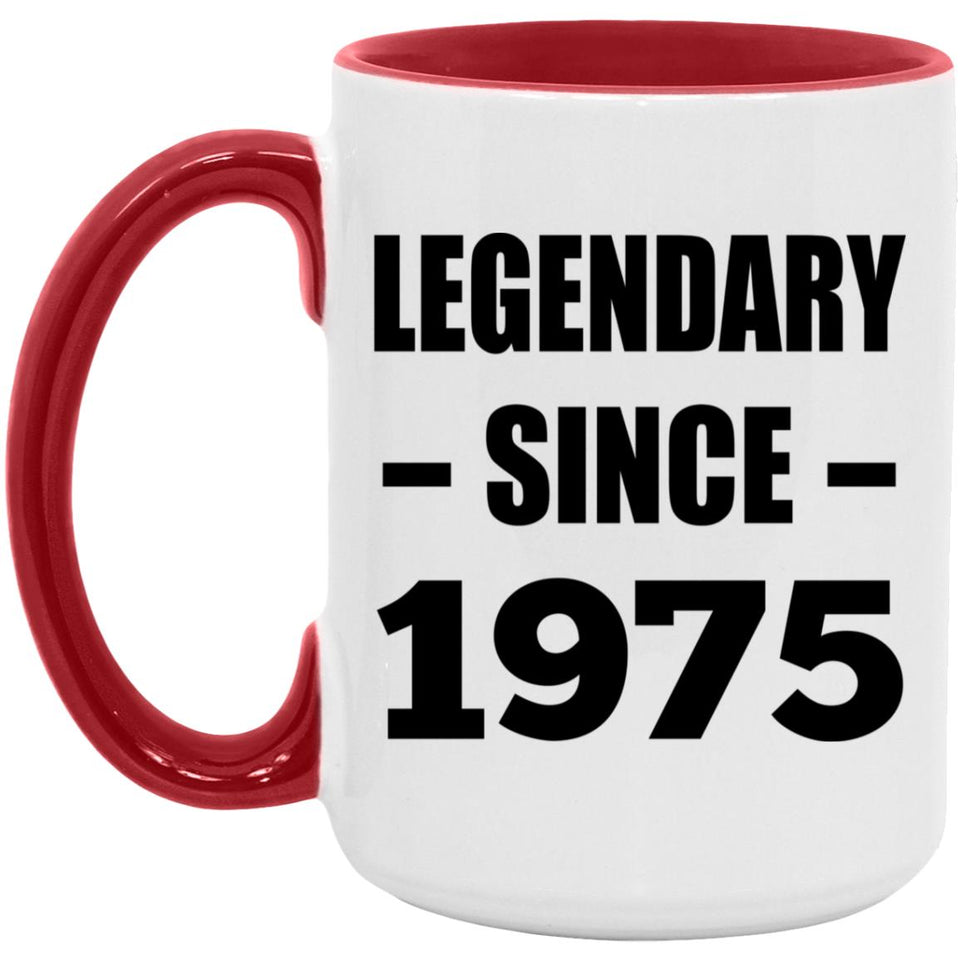 49th Birthday Legendary Since 1975 - 15oz Accent Mug Red