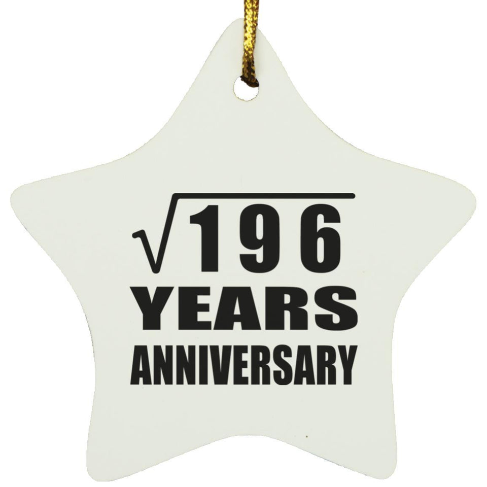 14th Anniversary Square Root of 196 Years Anniversary - Star Ornament