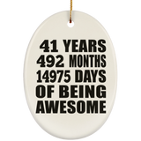 41st Birthday 41 Years 492 Months 14975 Days Of Awesome - Oval Ornament