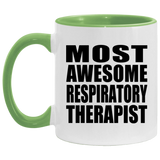Most Awesome Respiratory Therapist - 11oz Accent Mug Green