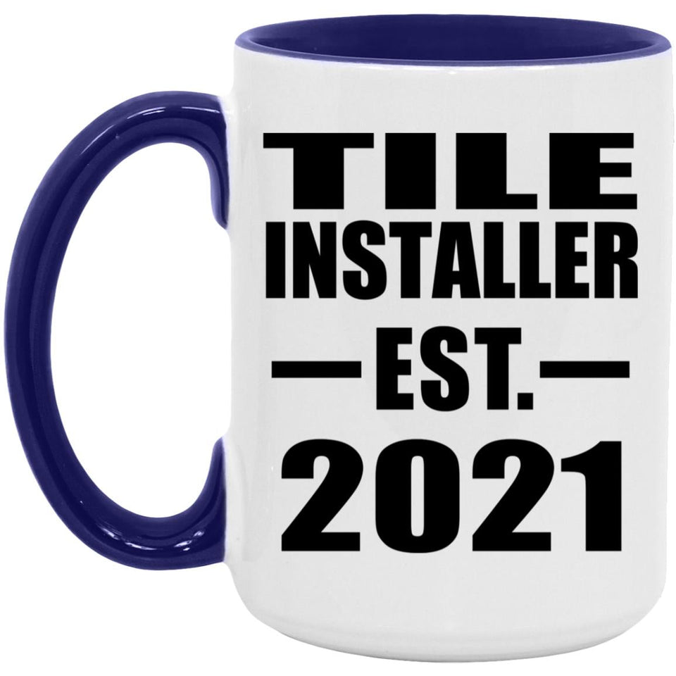 Tile Installer Established EST. 2021 - 15oz Accent Mug Purple