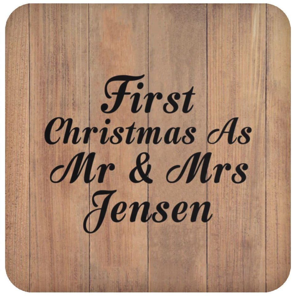 First Christmas As Mr & Mrs Jensen - Drink Coaster C