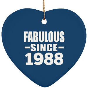 36th Birthday Fabulous Since 1988 - Heart Ornament